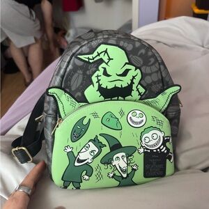Loungefly Green and Gray Backpack
